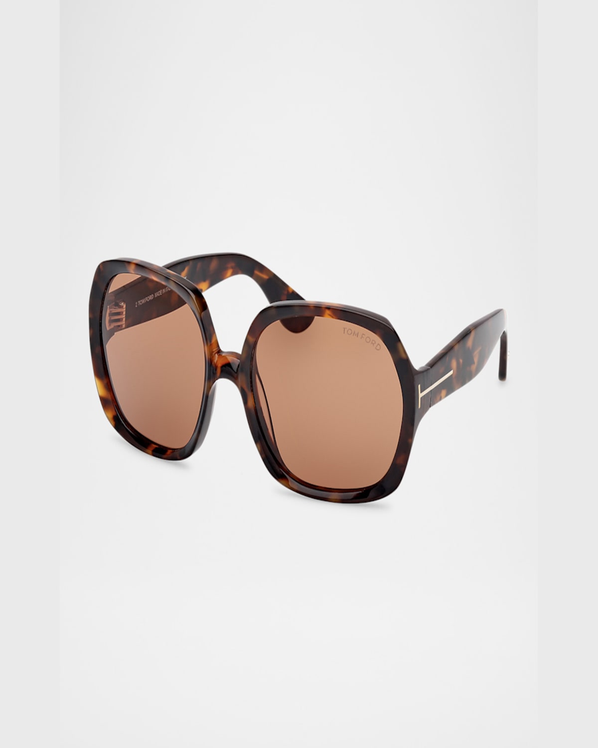 Tom Ford Saffron Acetate Round Sunglasses In Shiny Dark Havana