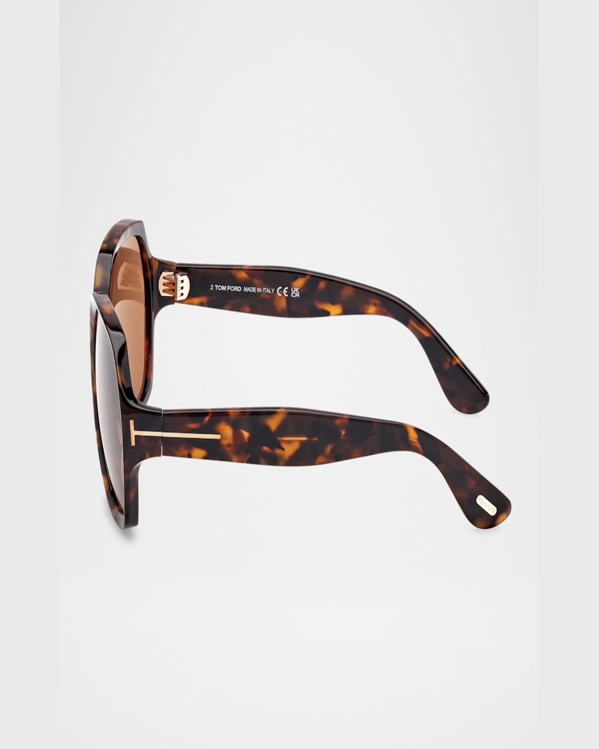 Tom Ford Saffron Acetate Round Sunglasses In Shiny Dark Havana