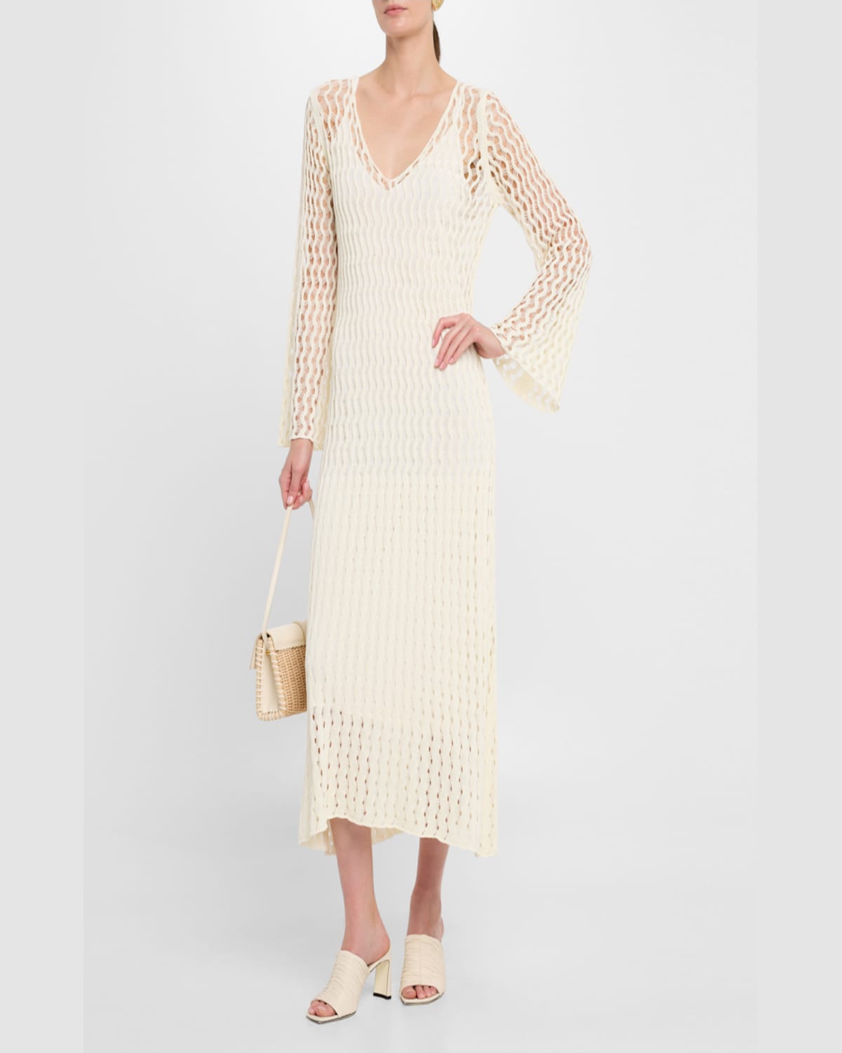 Altuzarra Jemmy Open Knit Long-sleeve Midi Dress