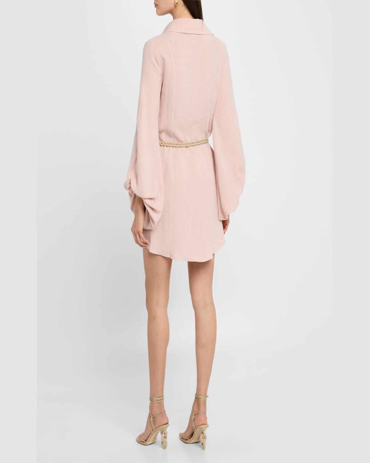 Jbq Antonia Belted Mini Shirtdress In Dusty Rose