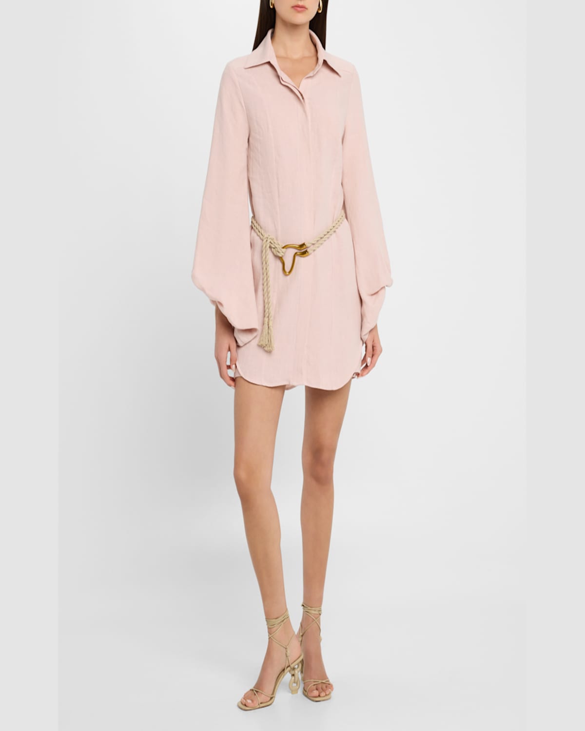 Jbq Antonia Belted Mini Shirtdress In Dusty Rose
