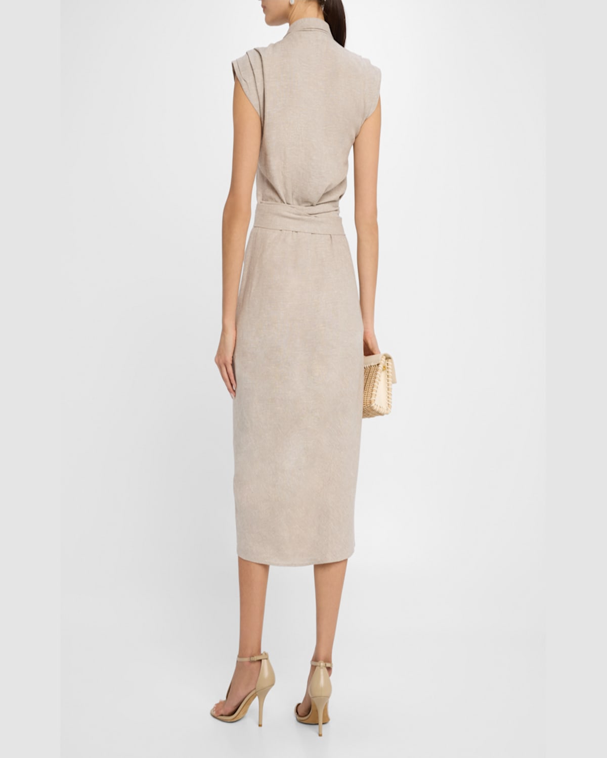 Jbq Alivia Linen-blend Wrap Shirtdress In Flax