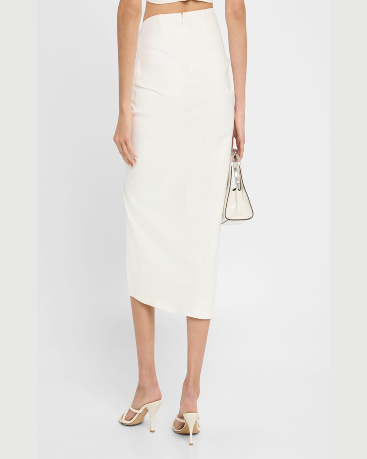 Jbq Dusk Tie-front Midi Skirt In White