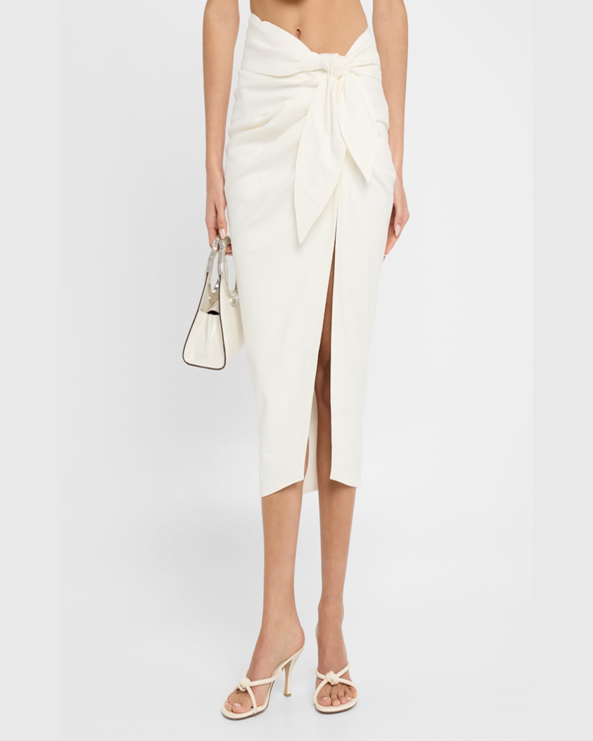 Jbq Dusk Tie-front Midi Skirt In White