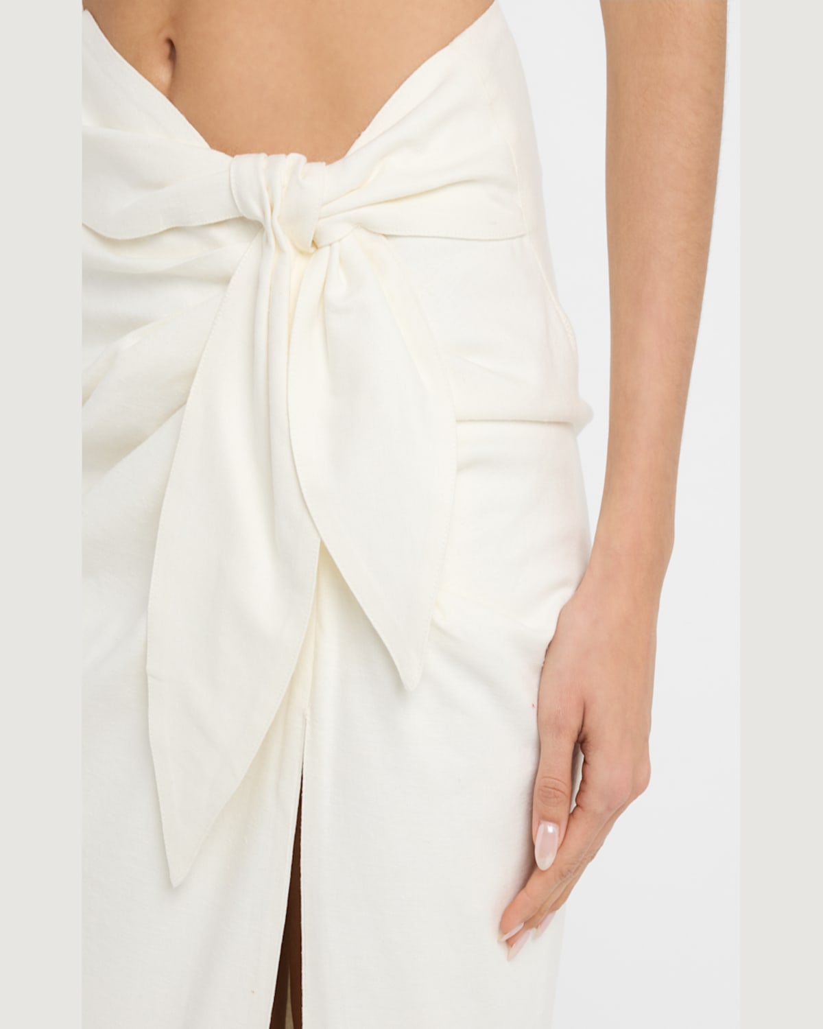 Jbq Dusk Tie-front Midi Skirt In White