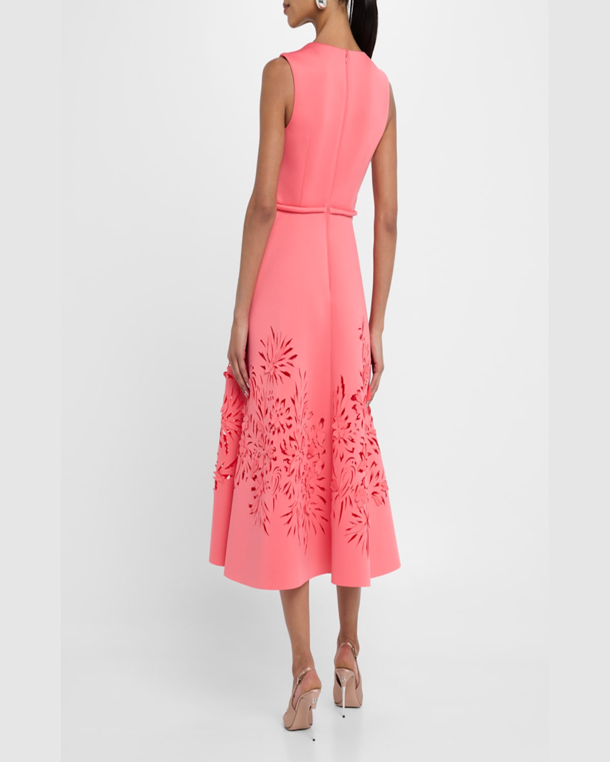 Badgley Mischka Cutout Square-neck Scuba Midi Dress