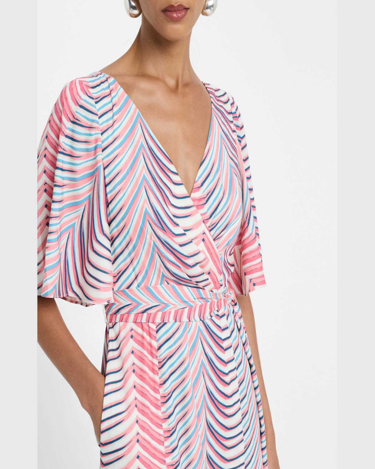Badgley Mischka Chevron-print Georgette Maxi Dress In Multi