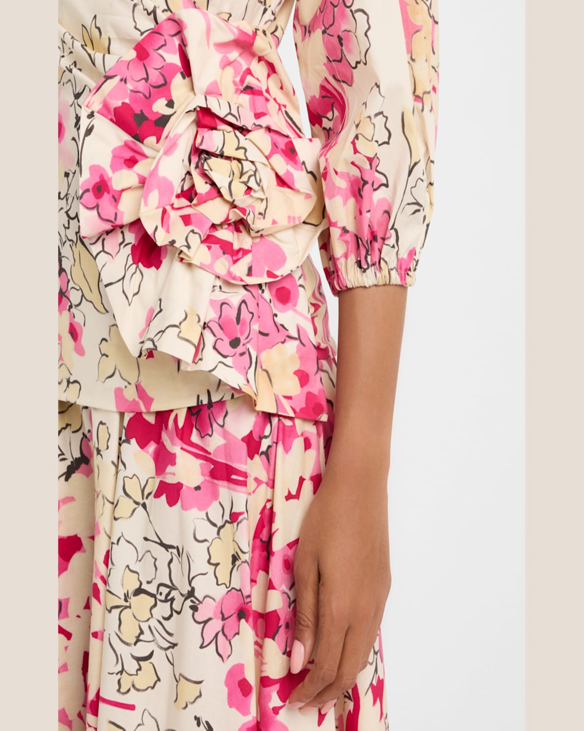 Chiara Boni La Petite Robe Floral-print Side Ruffle Gown In Printemps