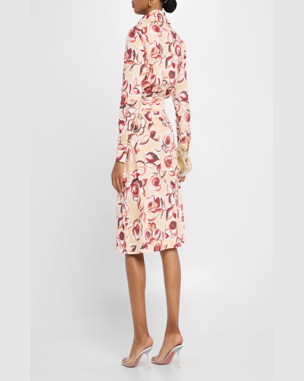Chiara Boni La Petite Robe Belted Floral-print Midi Shirtdress In Fleur Du Desert