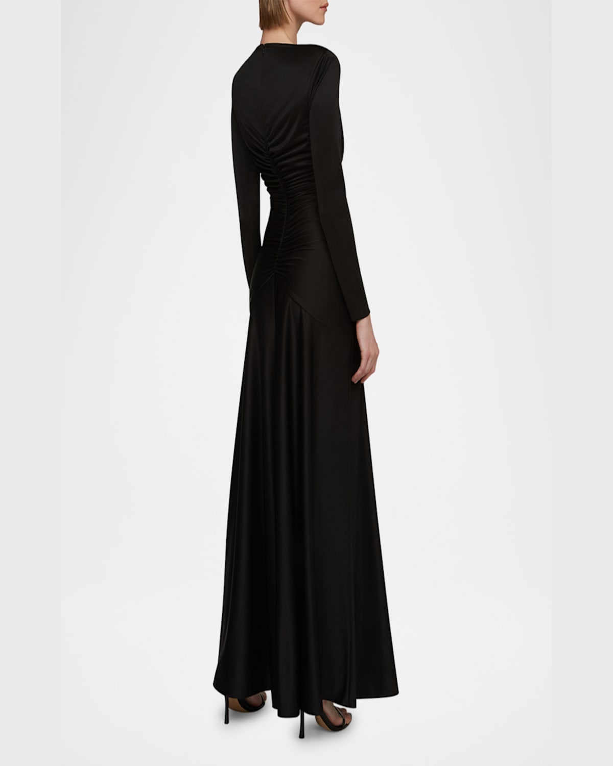 Et Ochs Thea Ruched Glossy Jersey Gown In Black