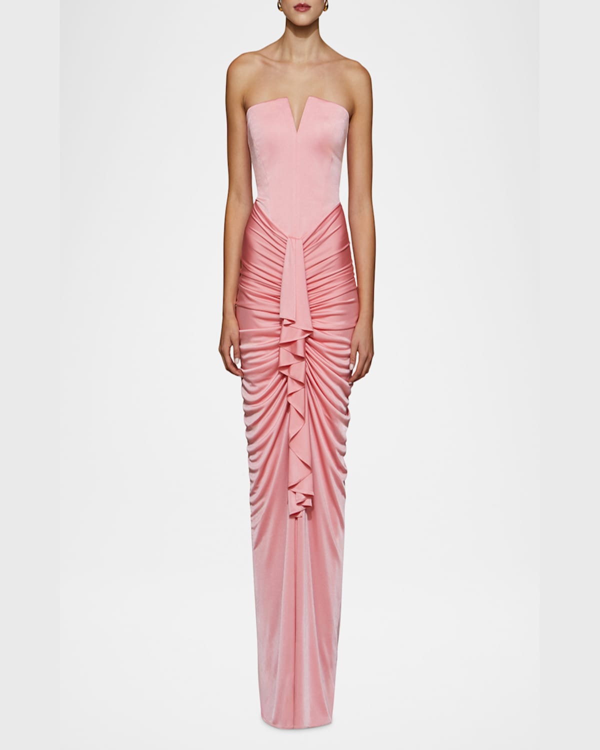 Et Ochs Selena Strapless Draped Glossy Jersey Gown In Pink