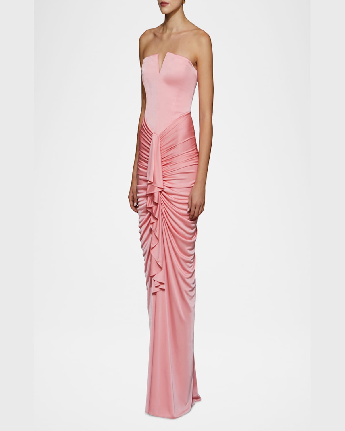 Et Ochs Selena Strapless Draped Glossy Jersey Gown In Pink