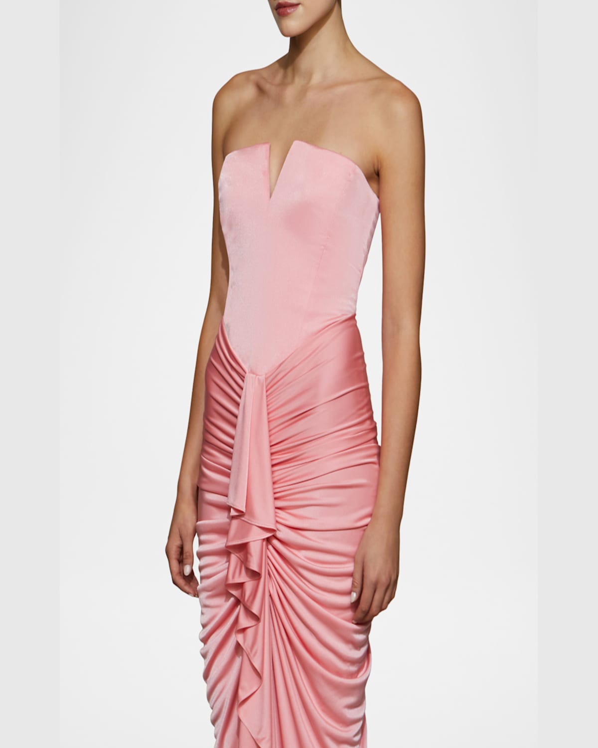 Et Ochs Selena Strapless Draped Glossy Jersey Gown In Pink