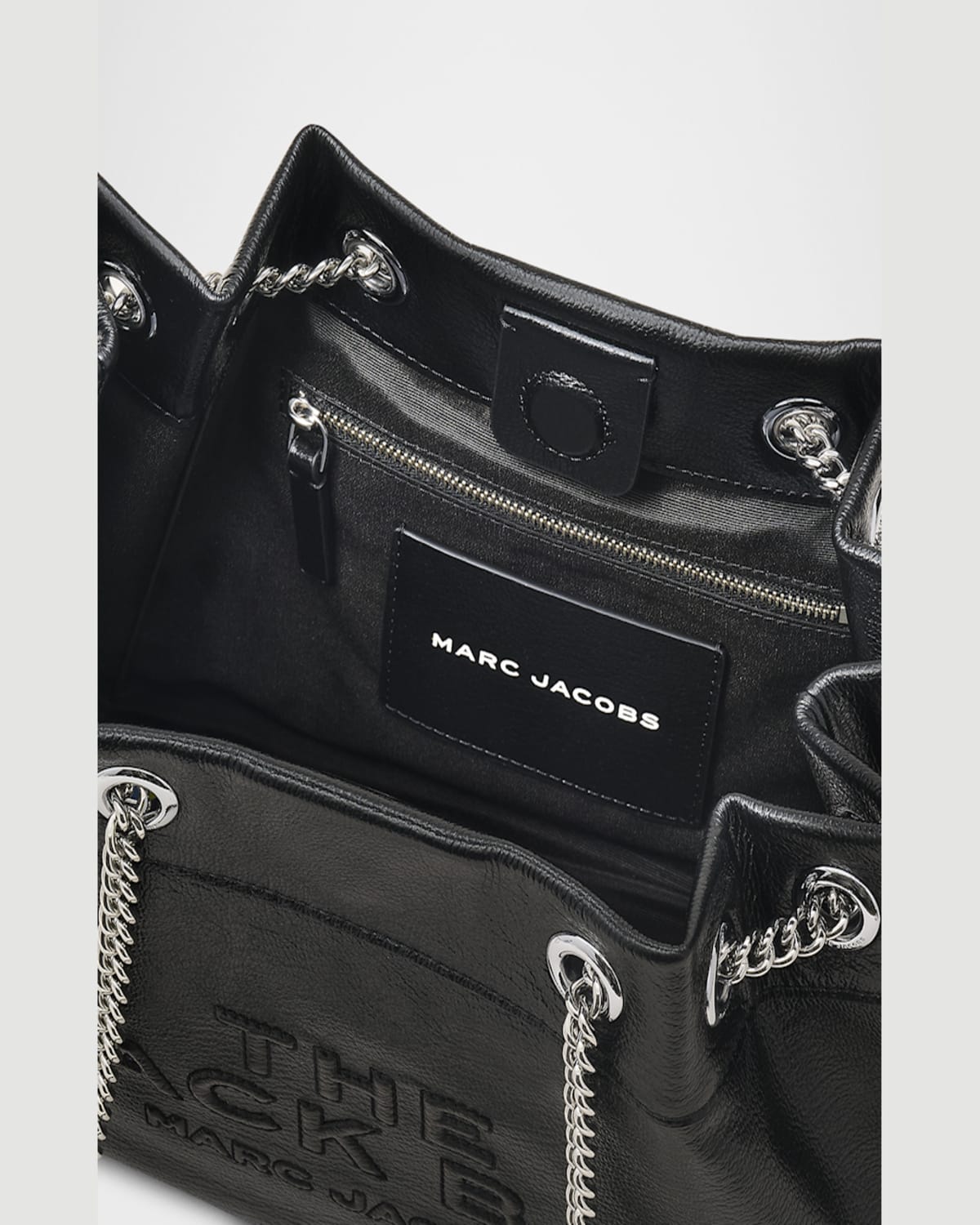 Marc Jacobs Structured Black Shoulder Bag With Drawstring Closure