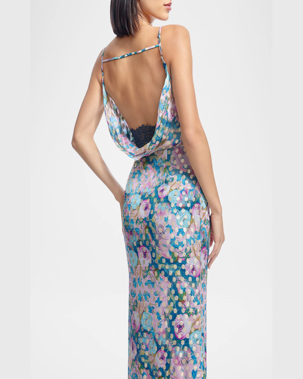 Dress The Population Black Label Brielle Floral-print Sweetheart Gown In Capri Multi