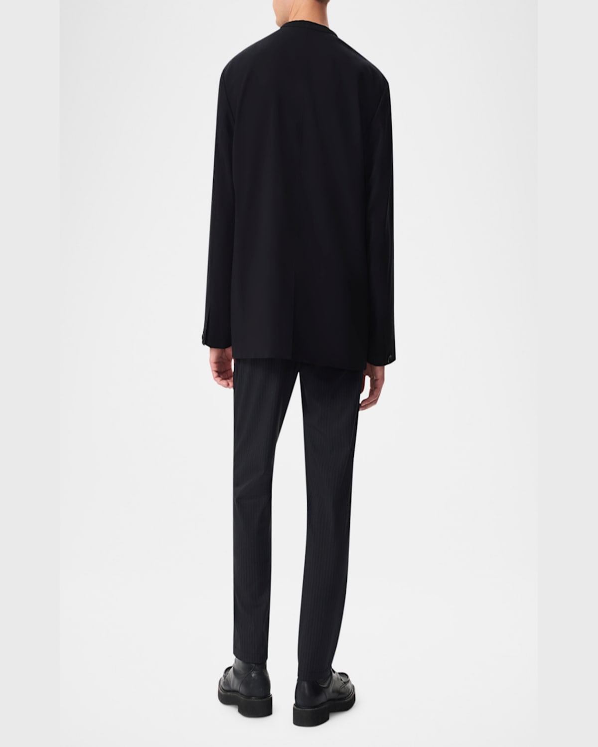 Rag & Bone Men's Collarless Ripstop Wool Blazer In Black