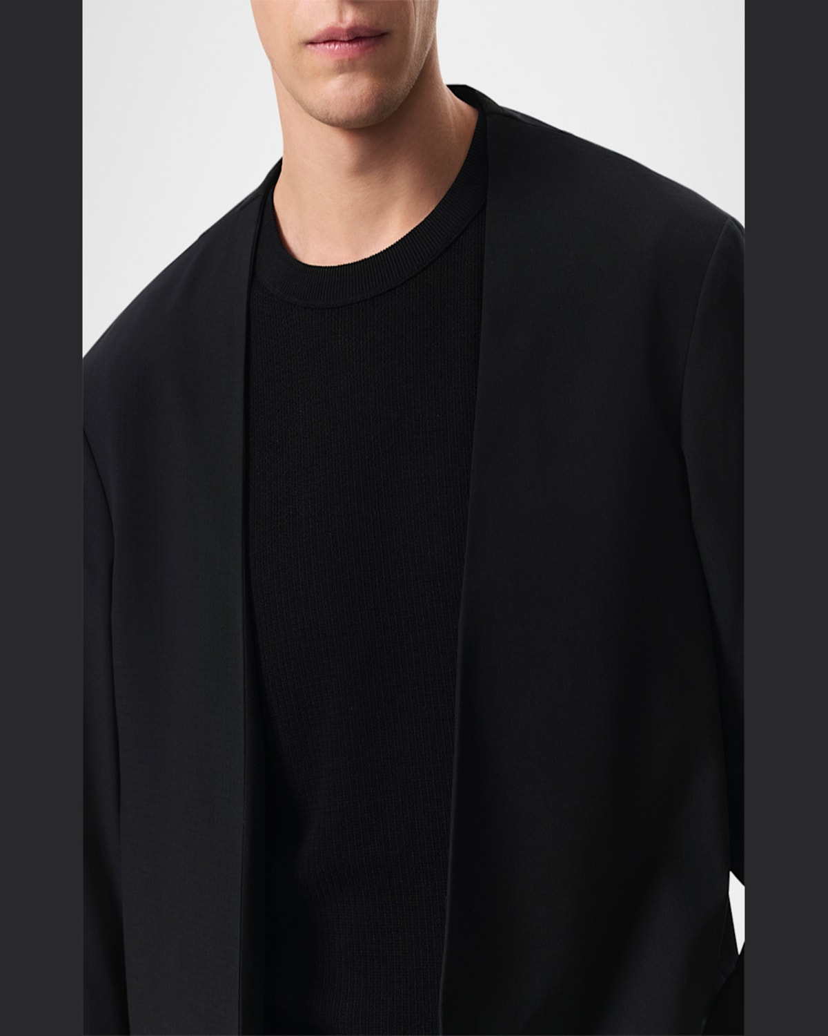 Rag & Bone Men's Collarless Ripstop Wool Blazer In Black