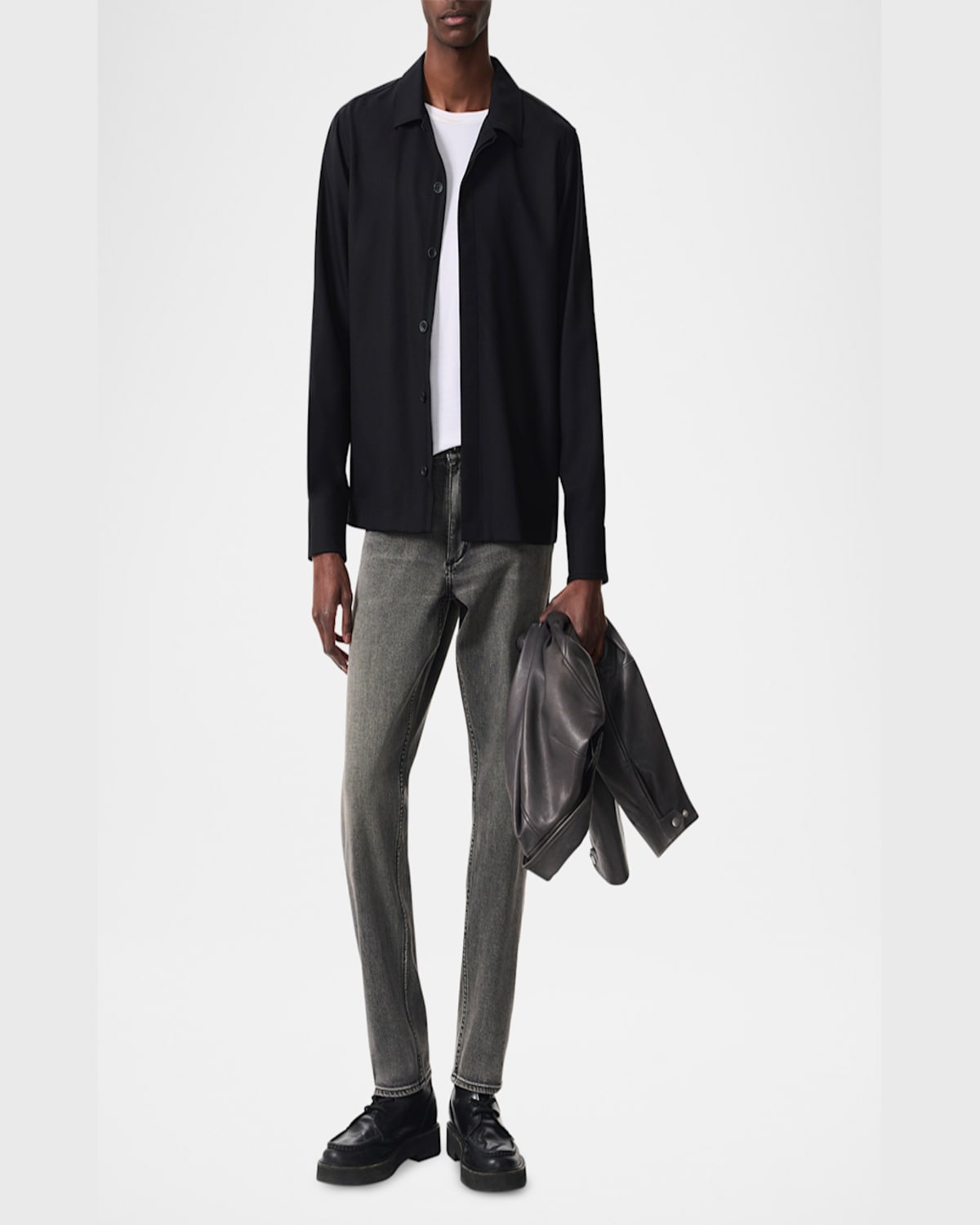 Rag & Bone Men's Ripstop Wool Overshirt In Black