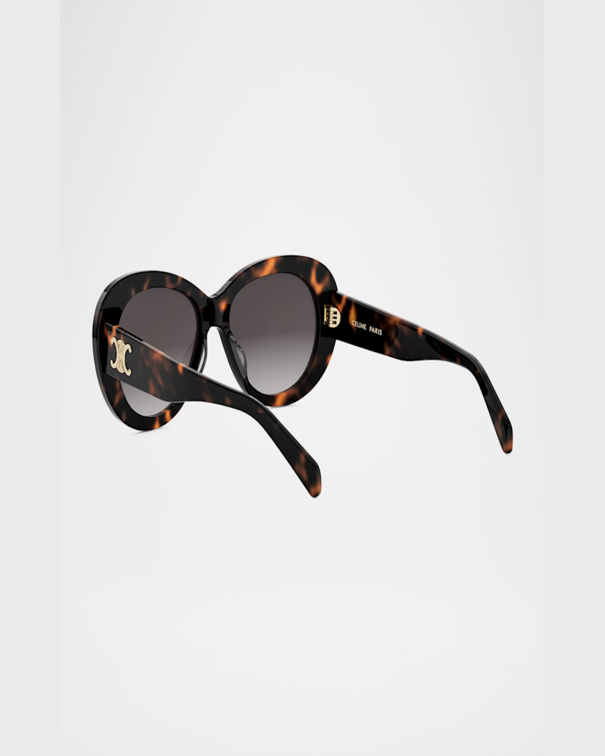 Celine Triomphe Logo Oval Acetate Sunglasses In Dark Havana Gradient Brown