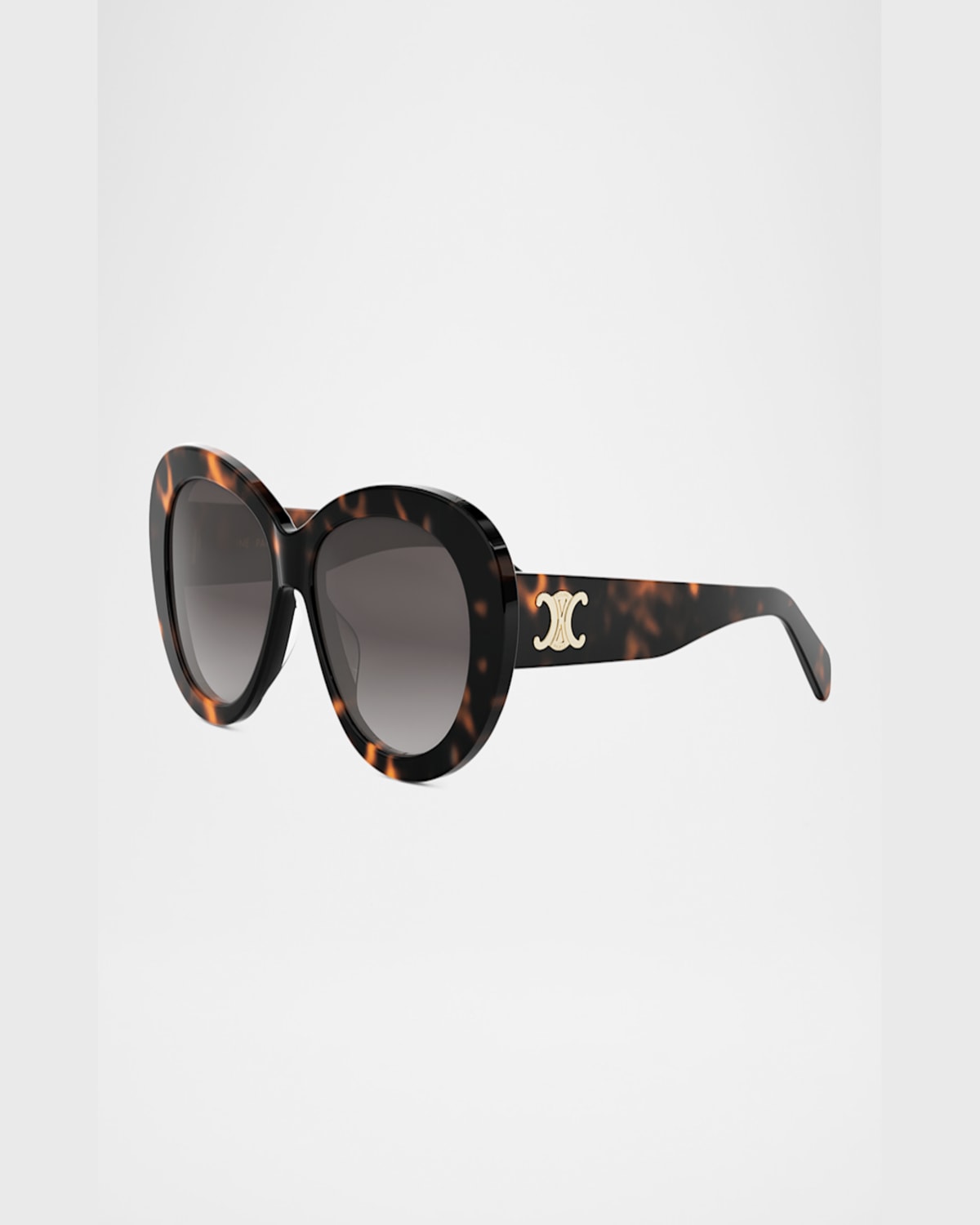 Celine Triomphe Logo Oval Acetate Sunglasses In Dark Havana Gradient Brown