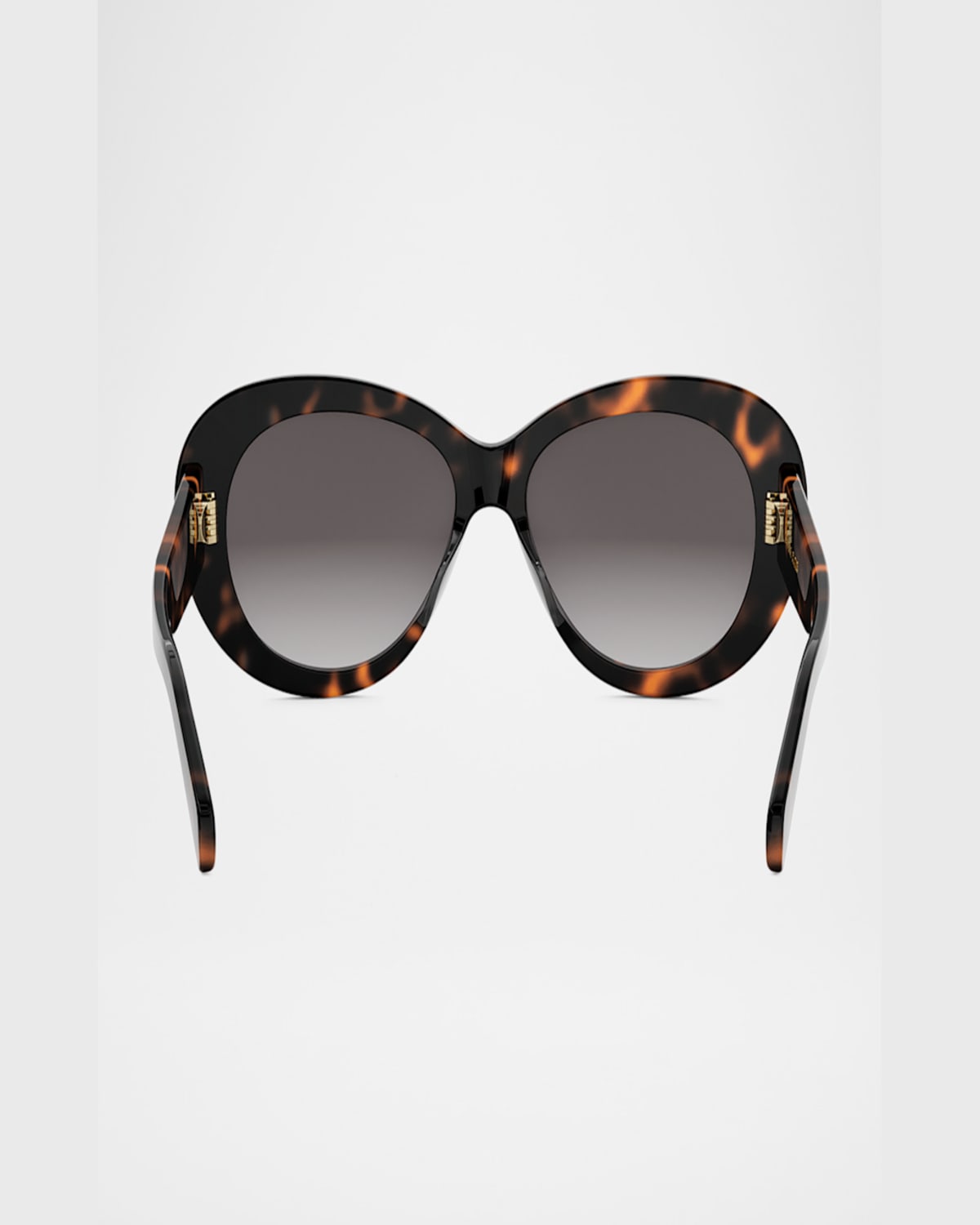 Celine Triomphe Logo Oval Acetate Sunglasses In Dark Havana Gradient Brown