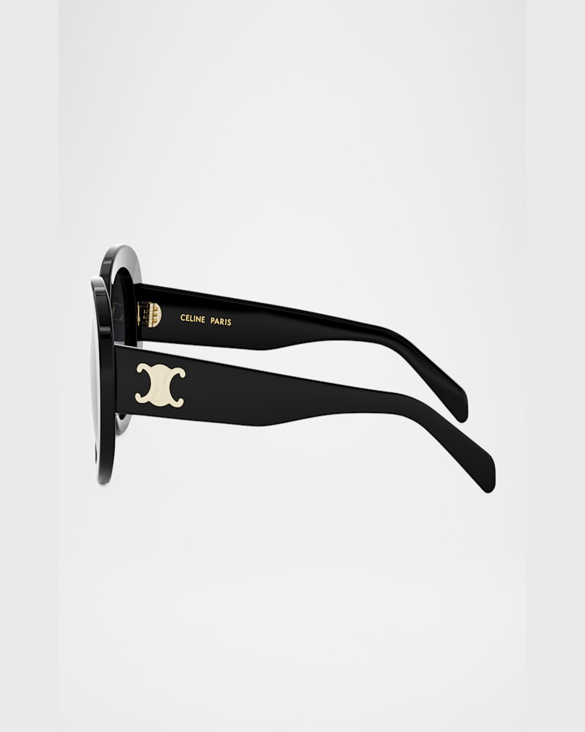 Celine Triomphe Logo Oval Acetate Sunglasses In Shiny Black Gradient Smoke