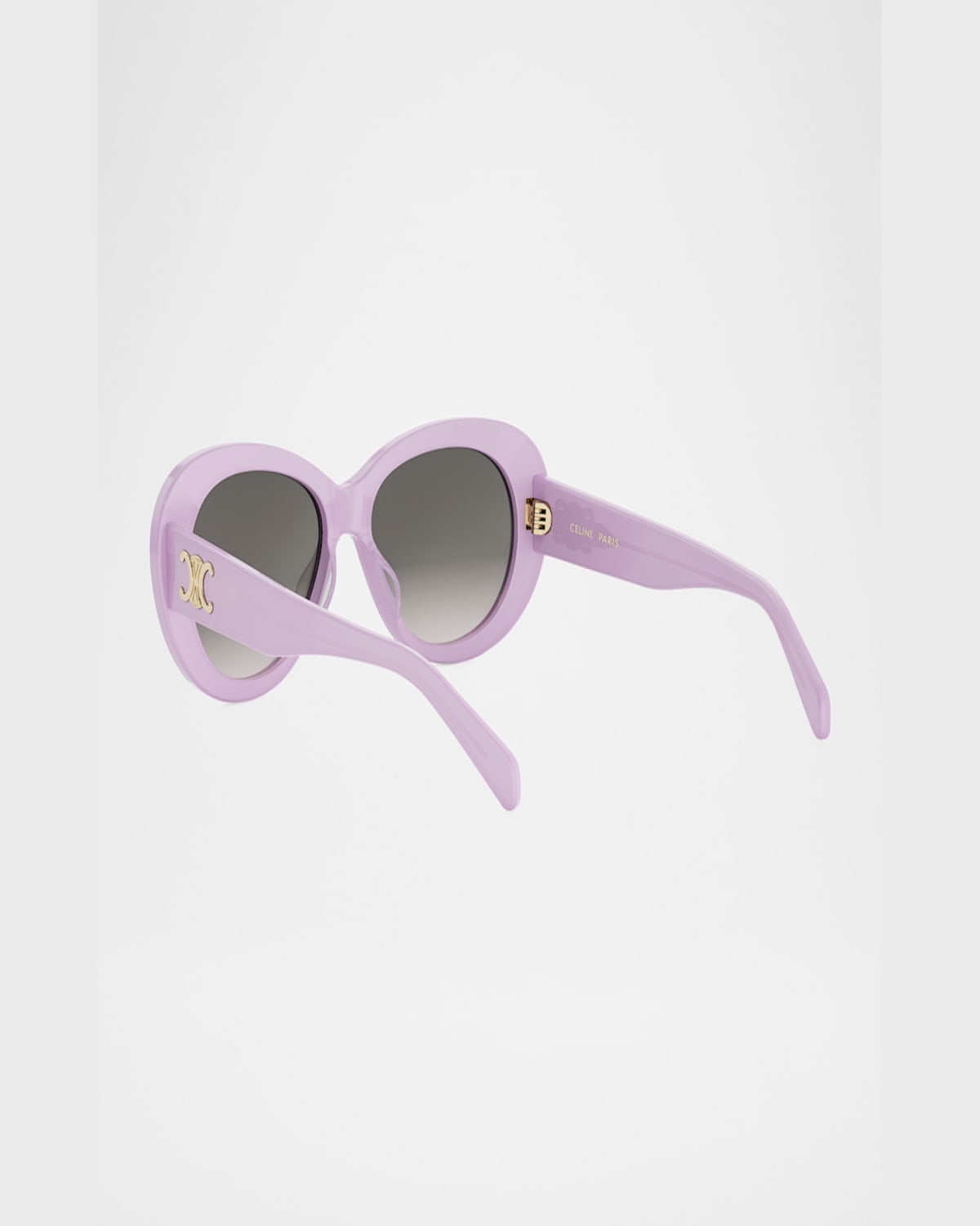 Celine Triomphe Logo Oval Acetate Sunglasses In Shiny Lilac Gradient Brown
