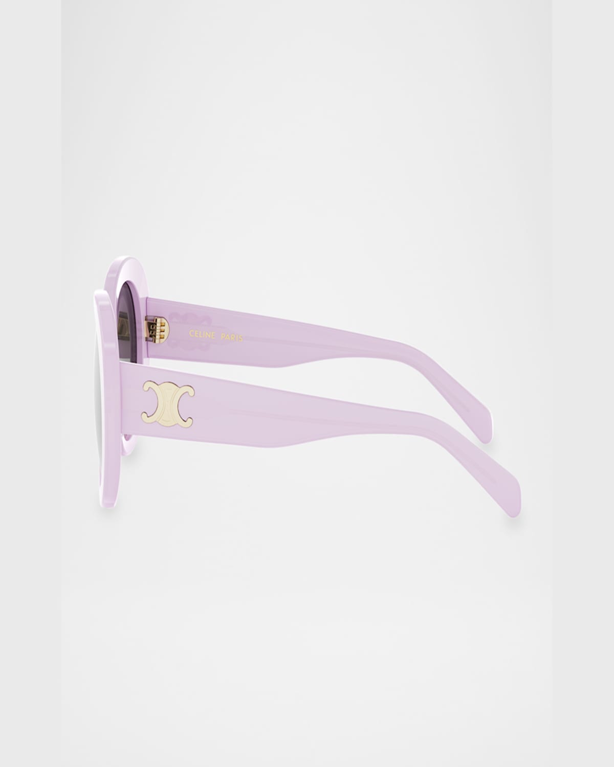 Celine Triomphe Logo Oval Acetate Sunglasses In Shiny Lilac Gradient Brown