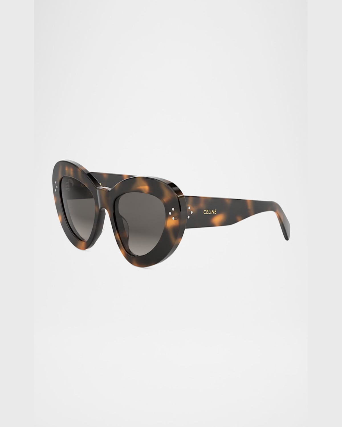 Celine 3 Dots Cat Eye Sunglasses In Dark Havana Gradient Brown