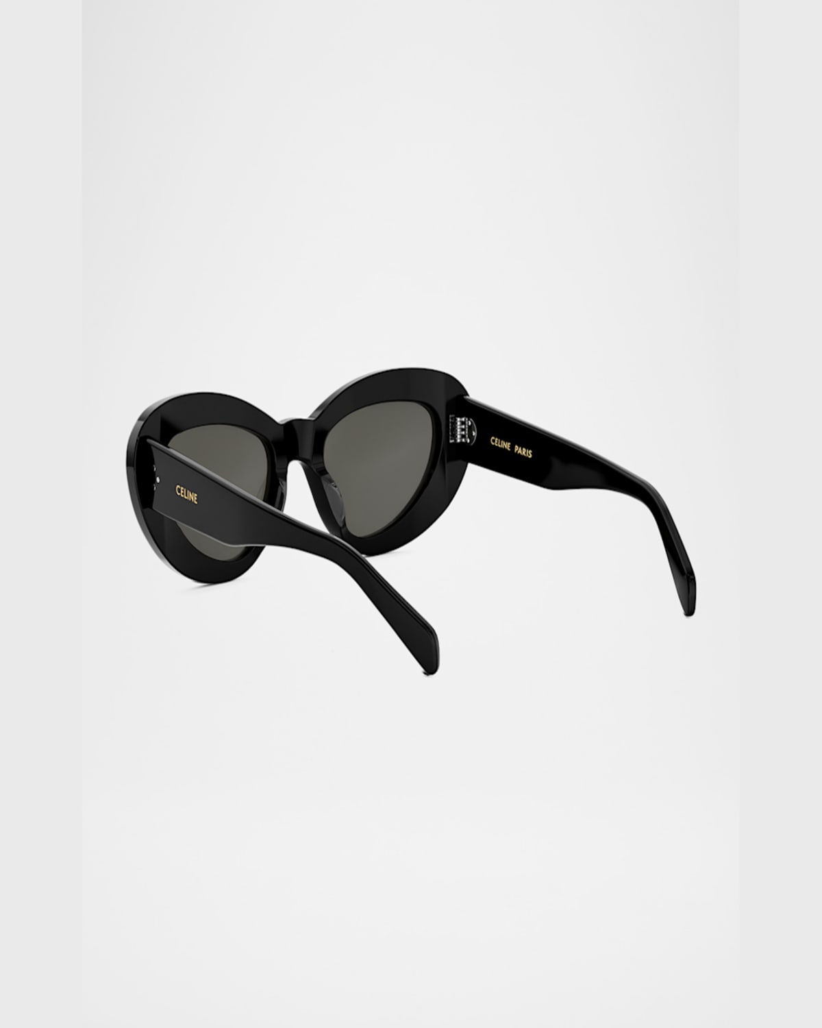 Celine 3 Dots Cat Eye Sunglasses In Shiny Black Smoke