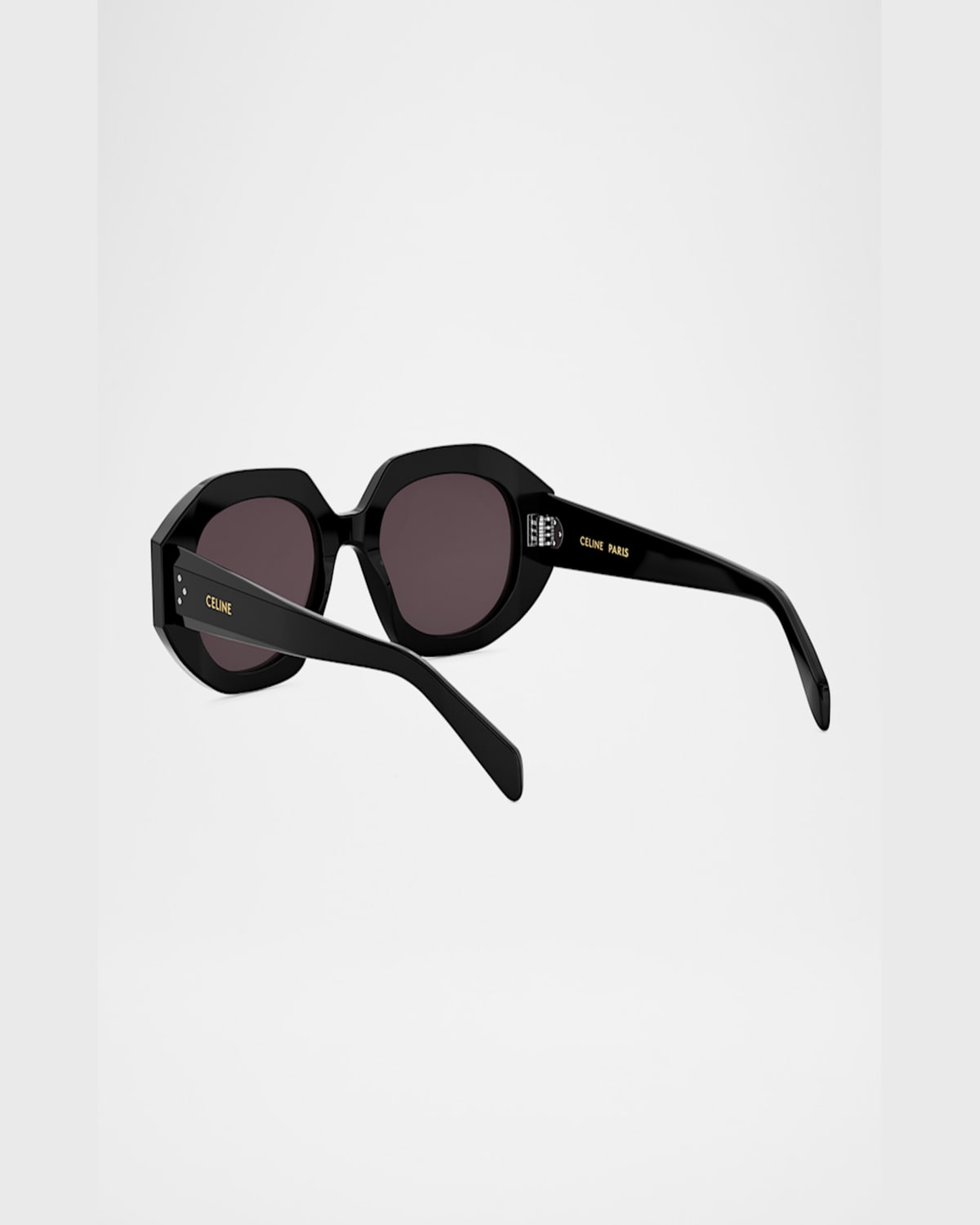 Celine 3 Dot Geometric Square Sunglasses In Shiny Black Violet