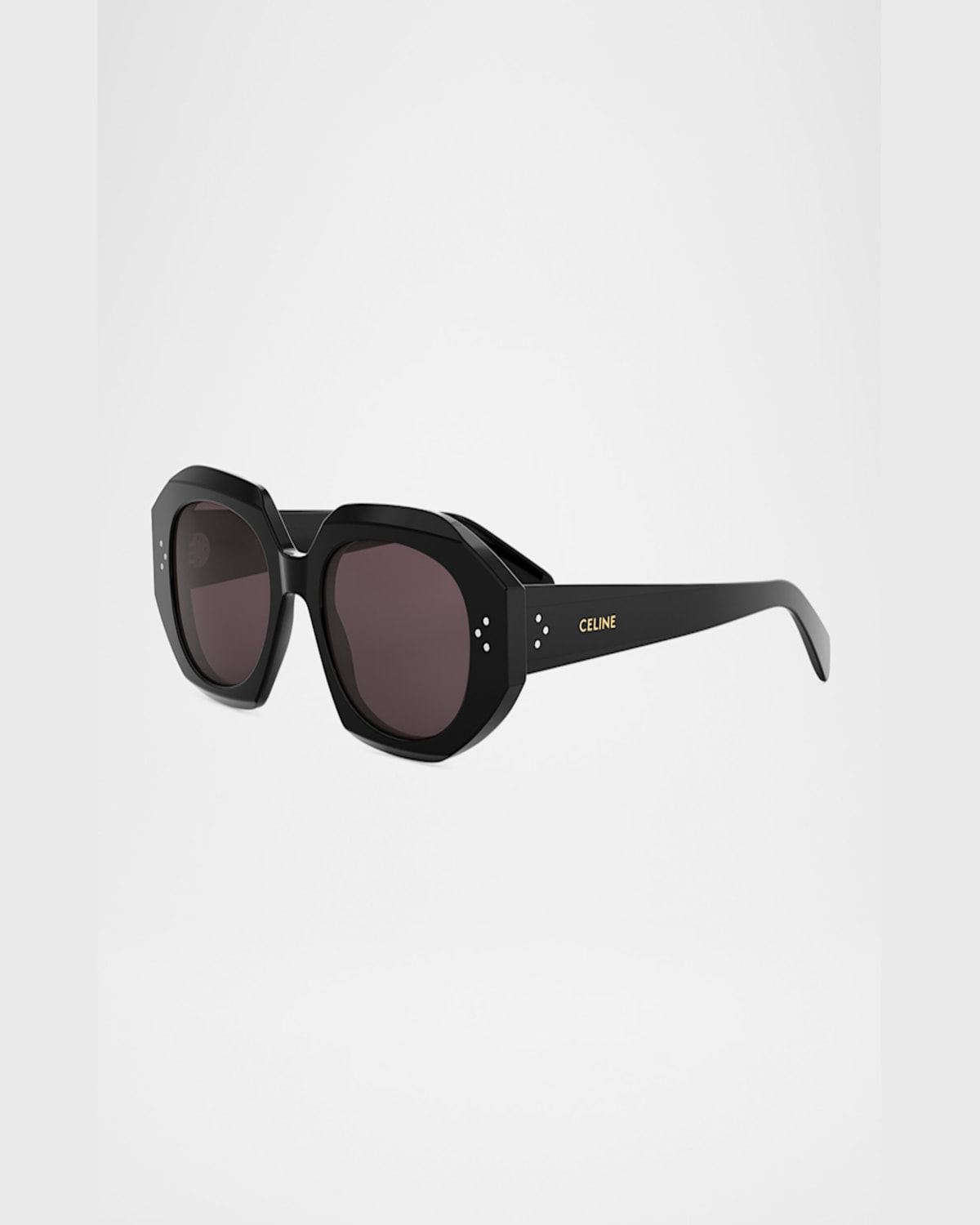 Celine 3 Dot Geometric Square Sunglasses In Shiny Black Violet