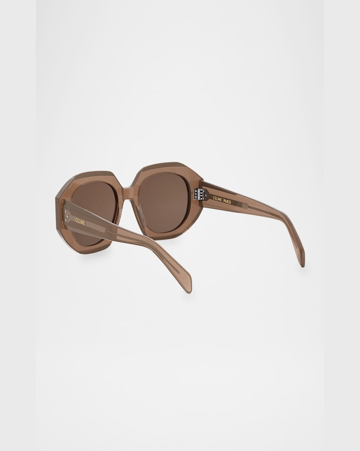 Celine 3 Dot Geometric Square Sunglasses In Shiny Dark Brown Brown