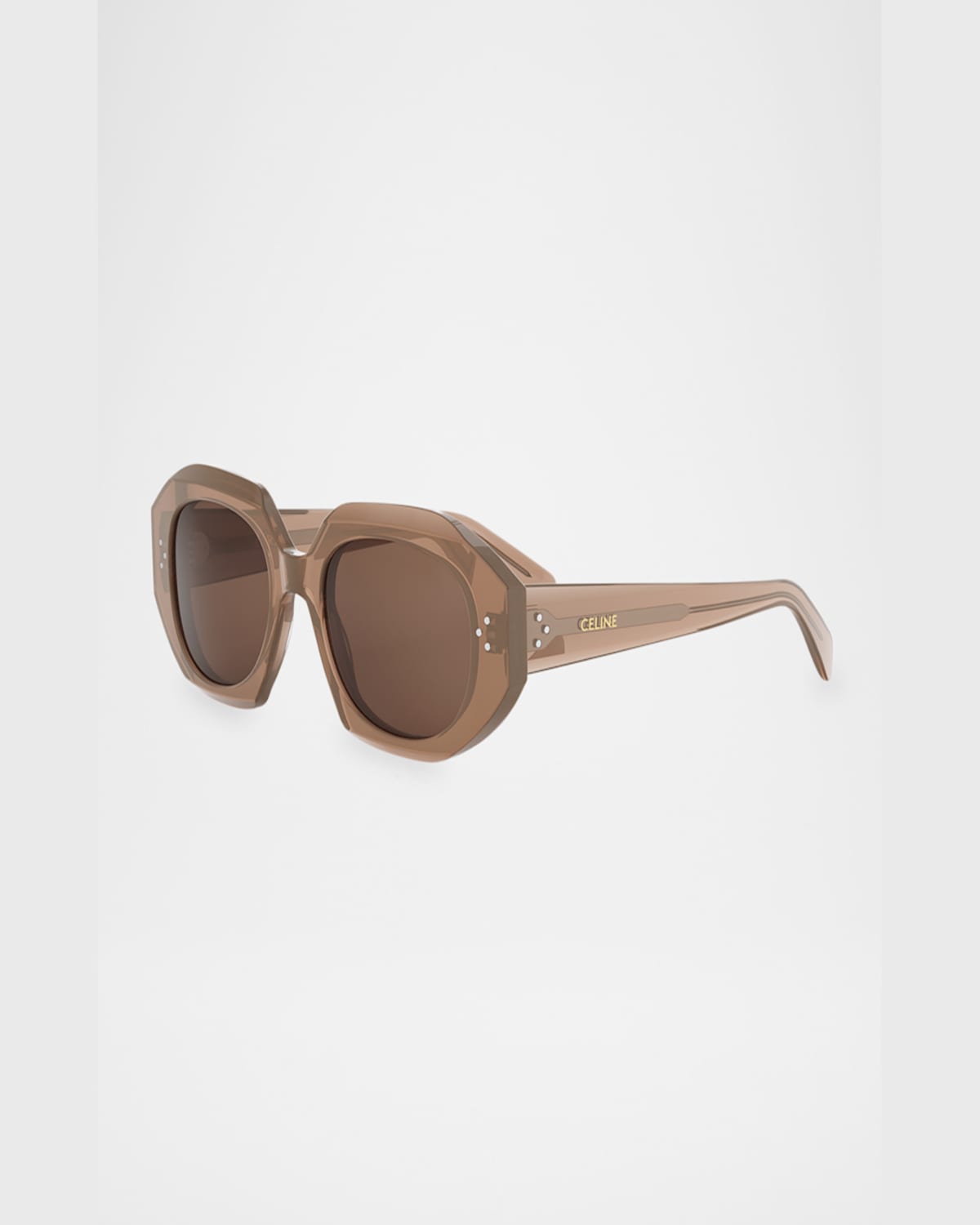 Celine 3 Dot Geometric Square Sunglasses In Shiny Dark Brown Brown