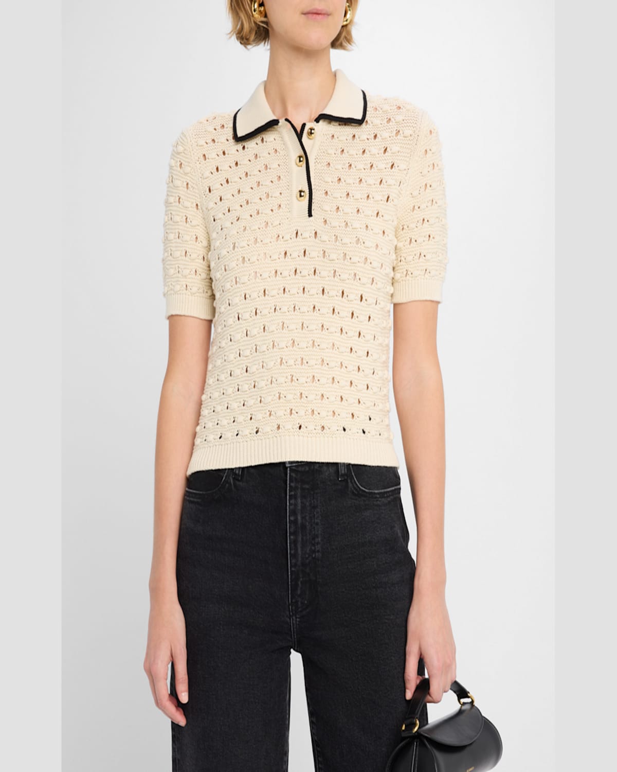 Frame The Bauble Polo Top In Cream