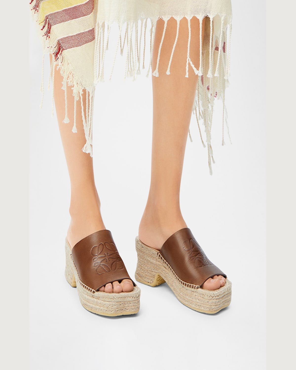 LOEWE PETAL LEATHER ESPADRILLE PLATFORM SANDALS 