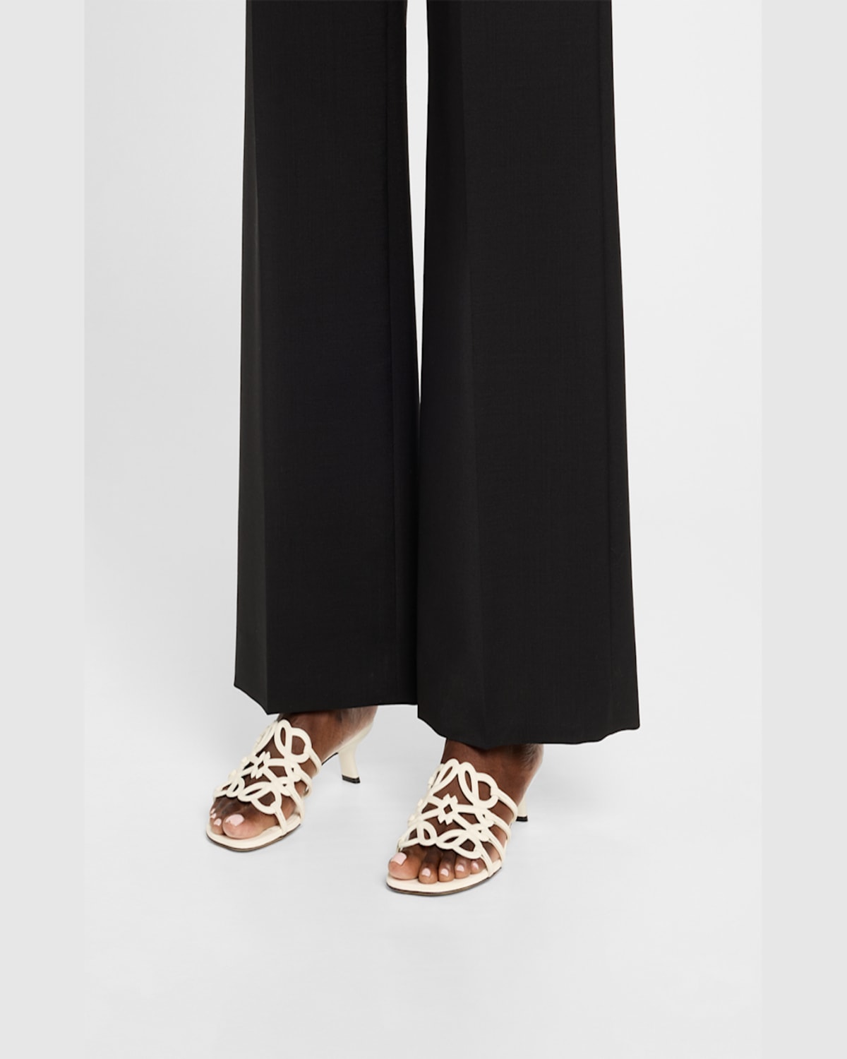 Loewe Petal Anagram Leather Caged Mule Sandals In Anthurium White