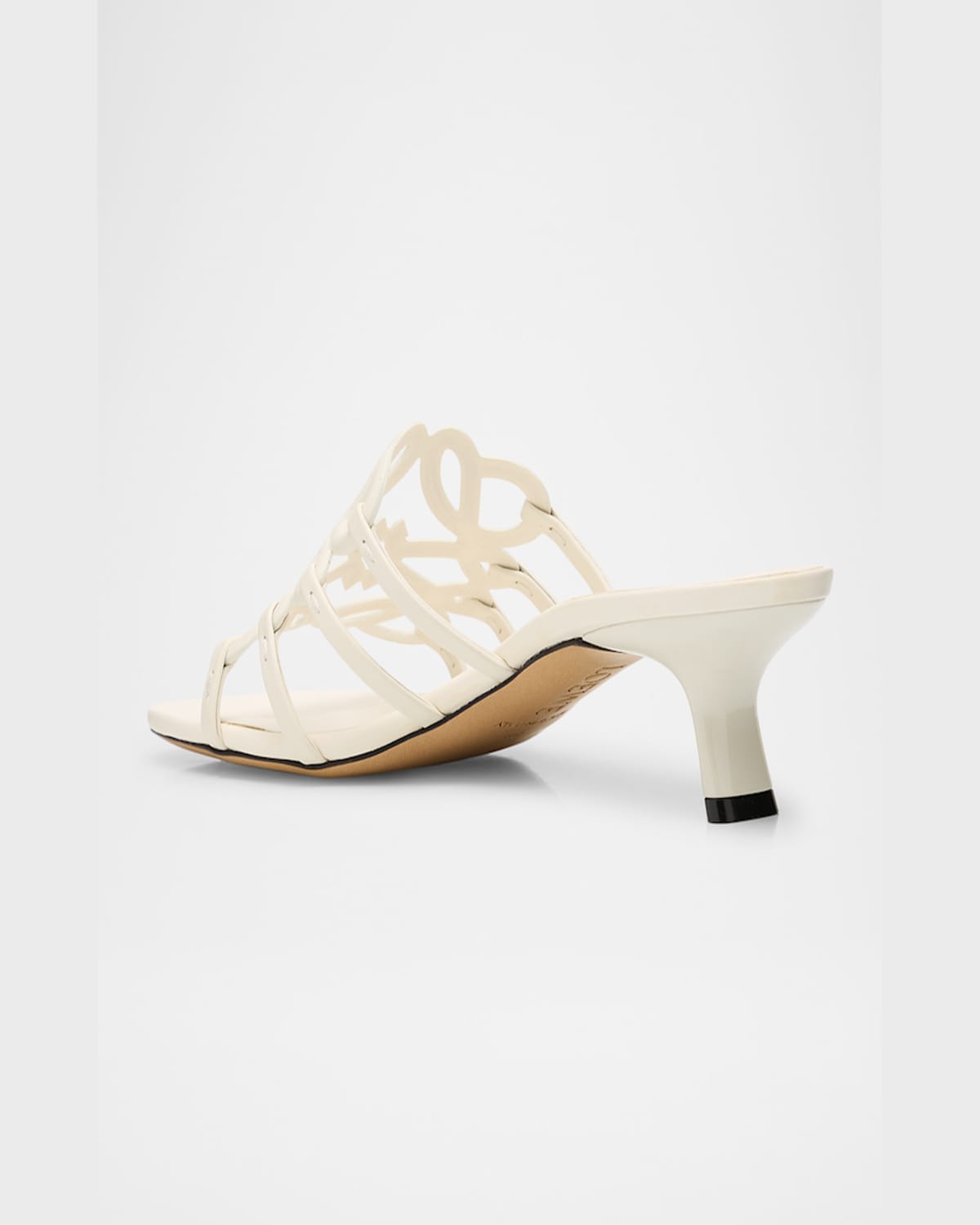 Loewe Petal Anagram Leather Caged Mule Sandals In Anthurium White