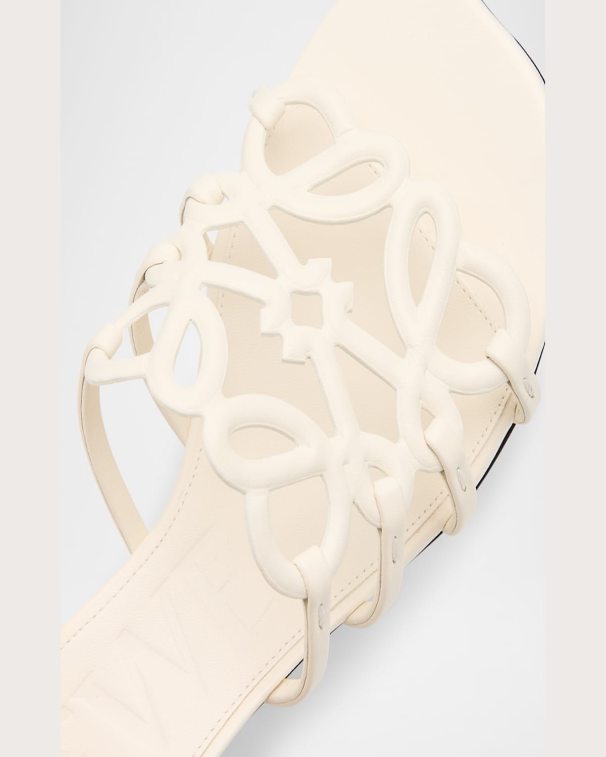 Loewe Petal Anagram Leather Caged Mule Sandals In Anthurium White