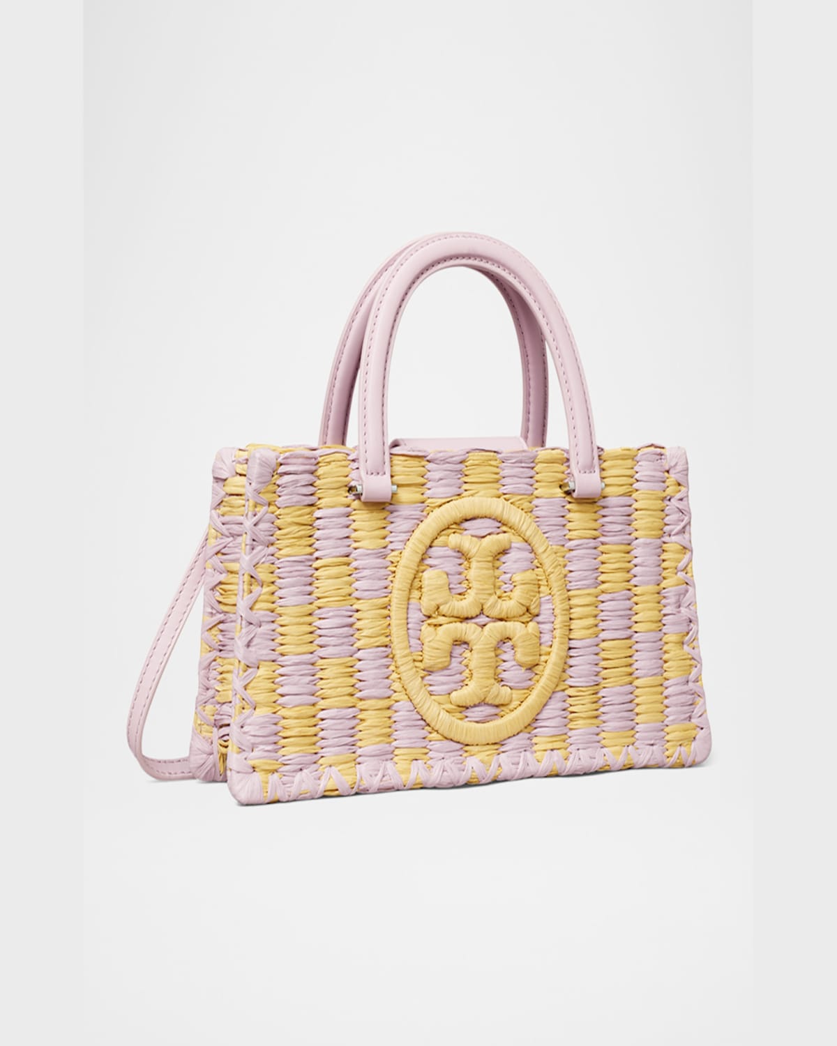 Tory Burch Ella Checkered Crochet Top-handle Bag In Pale Purple
