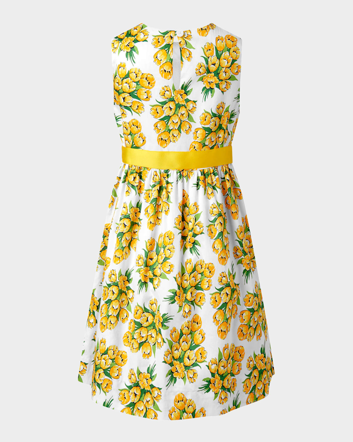 Rachel Riley Girl's Tulip Bouquet Sash Dress In Yellow