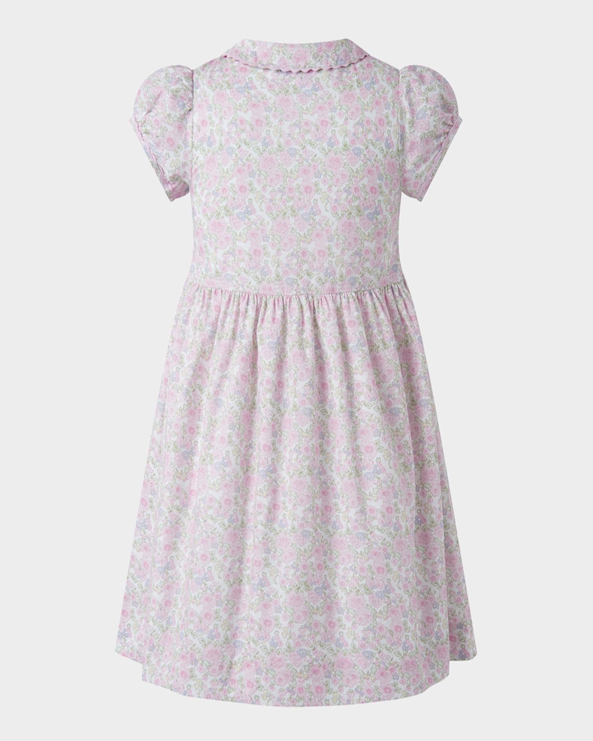 Rachel Riley Girl's Ditsy Smocked Button-front Dress And Bloomers Set In Pink