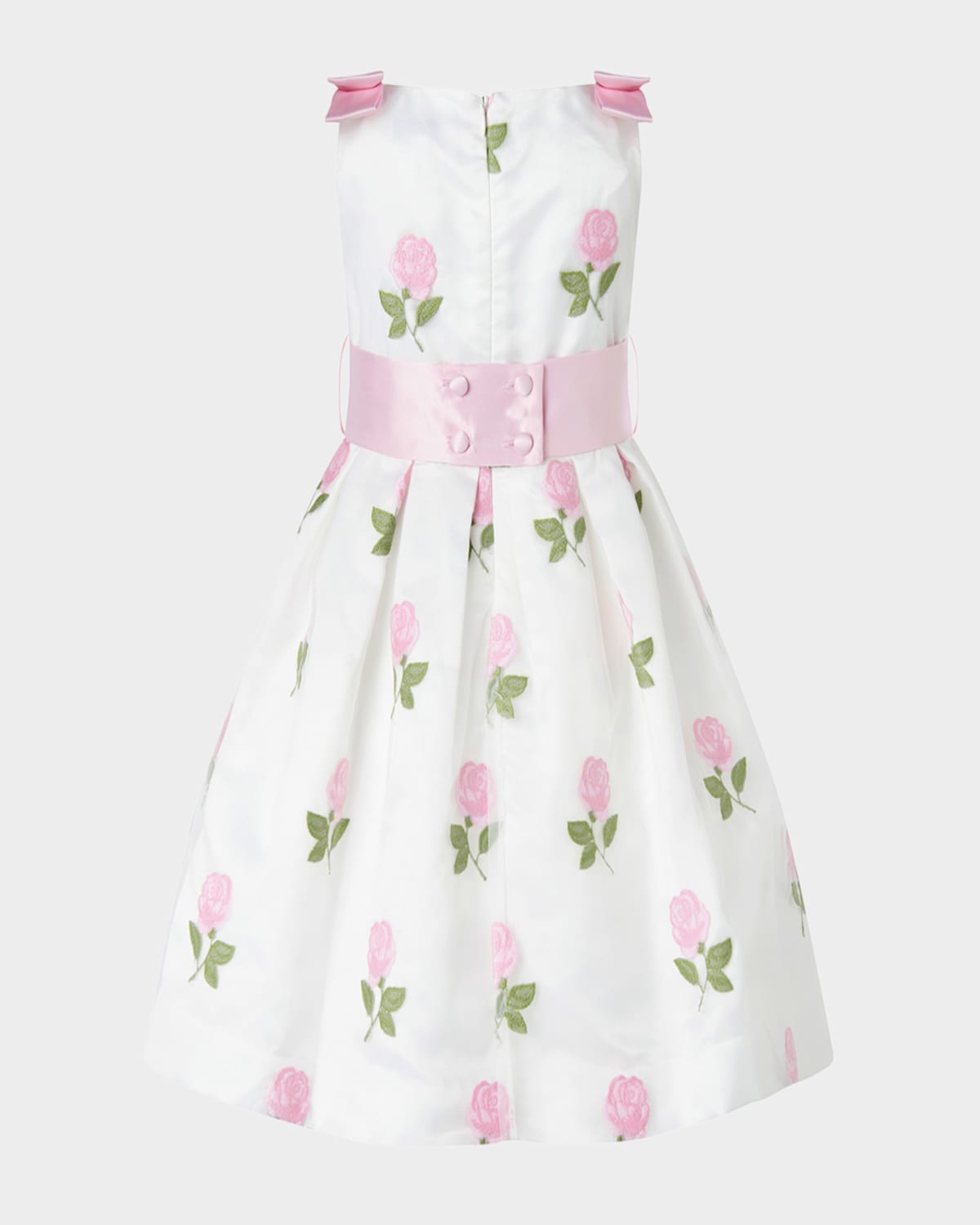 Rachel Riley Girl's Rose Embroidered Organza Dress In Pink