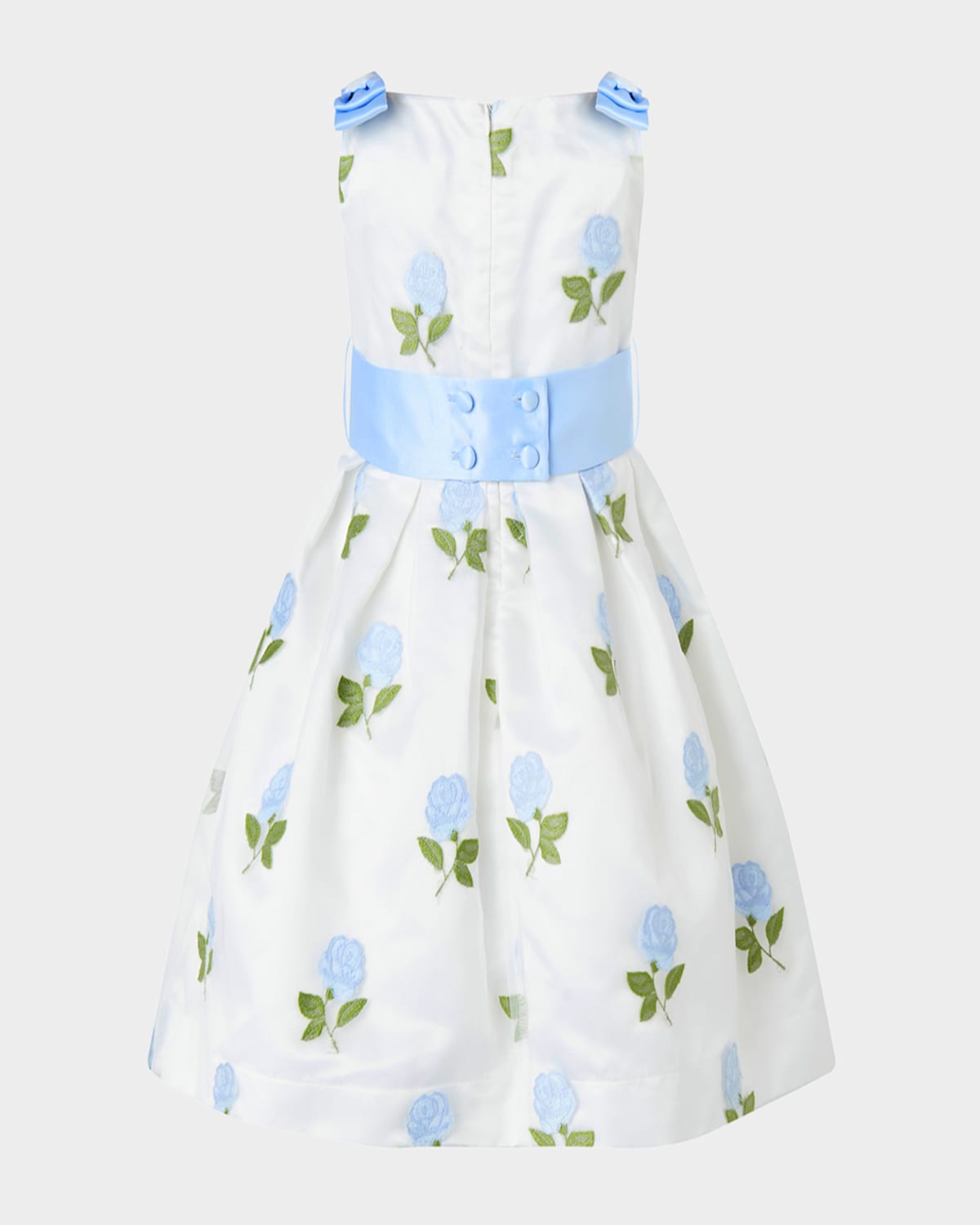 Rachel Riley Rose Embroidered Organza Dress In Blue