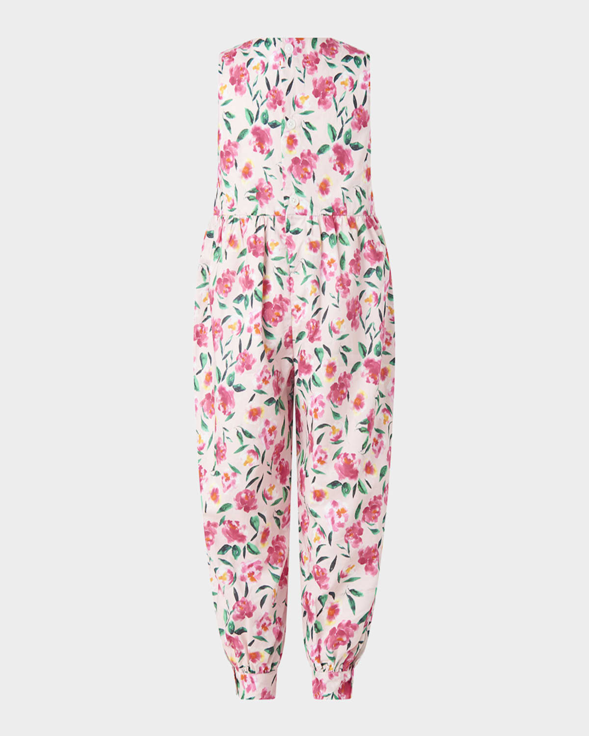 Rachel Riley Girl's Posy Floral Sleeveless Jumpsuit In Pink