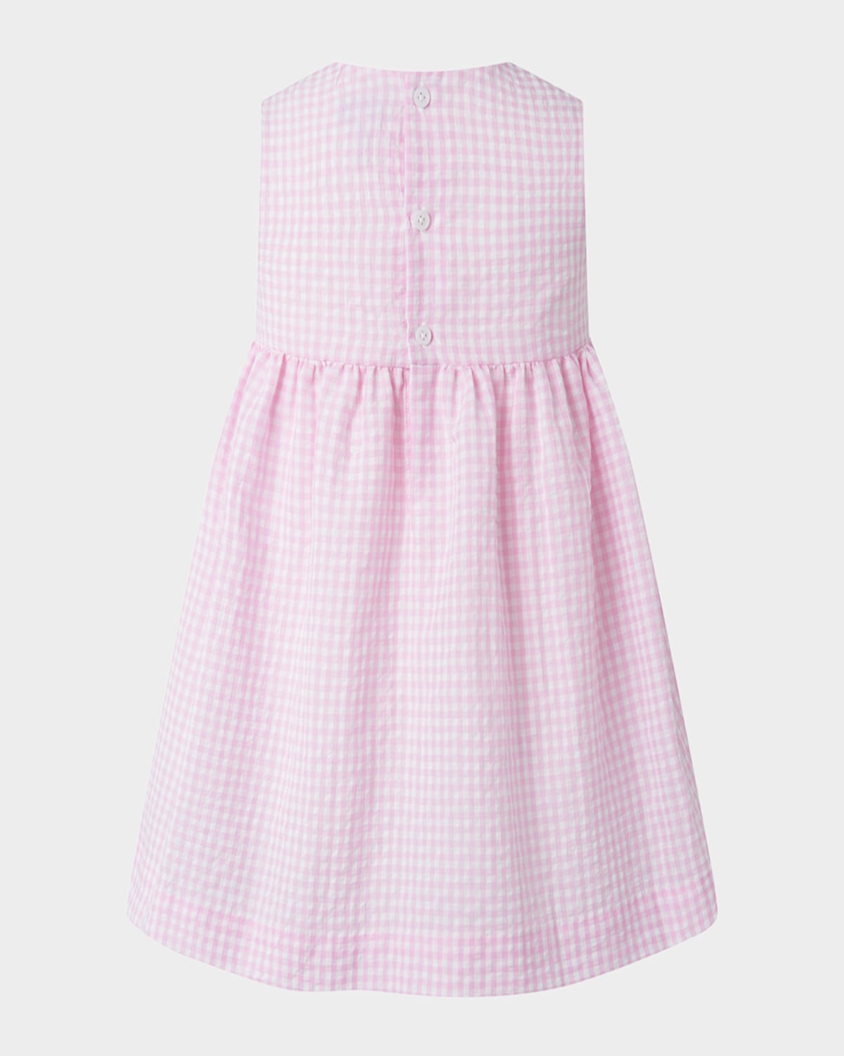 Shop Rachel Riley Girl's Sleeveless Check Bow Dress In Pink