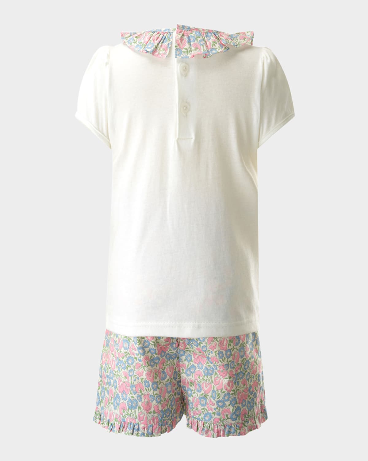 Rachel Riley Girl's Pastel Floral Top And Shorts Set In Pink