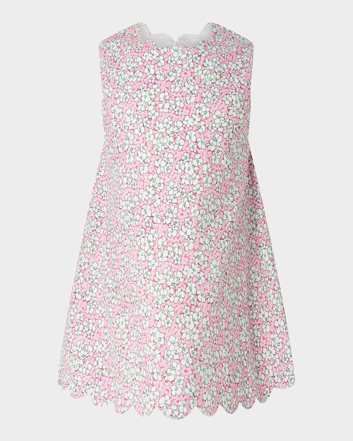Rachel Riley Girl's Scalloped Trim Floral-print Top & Shorts Set In Pink