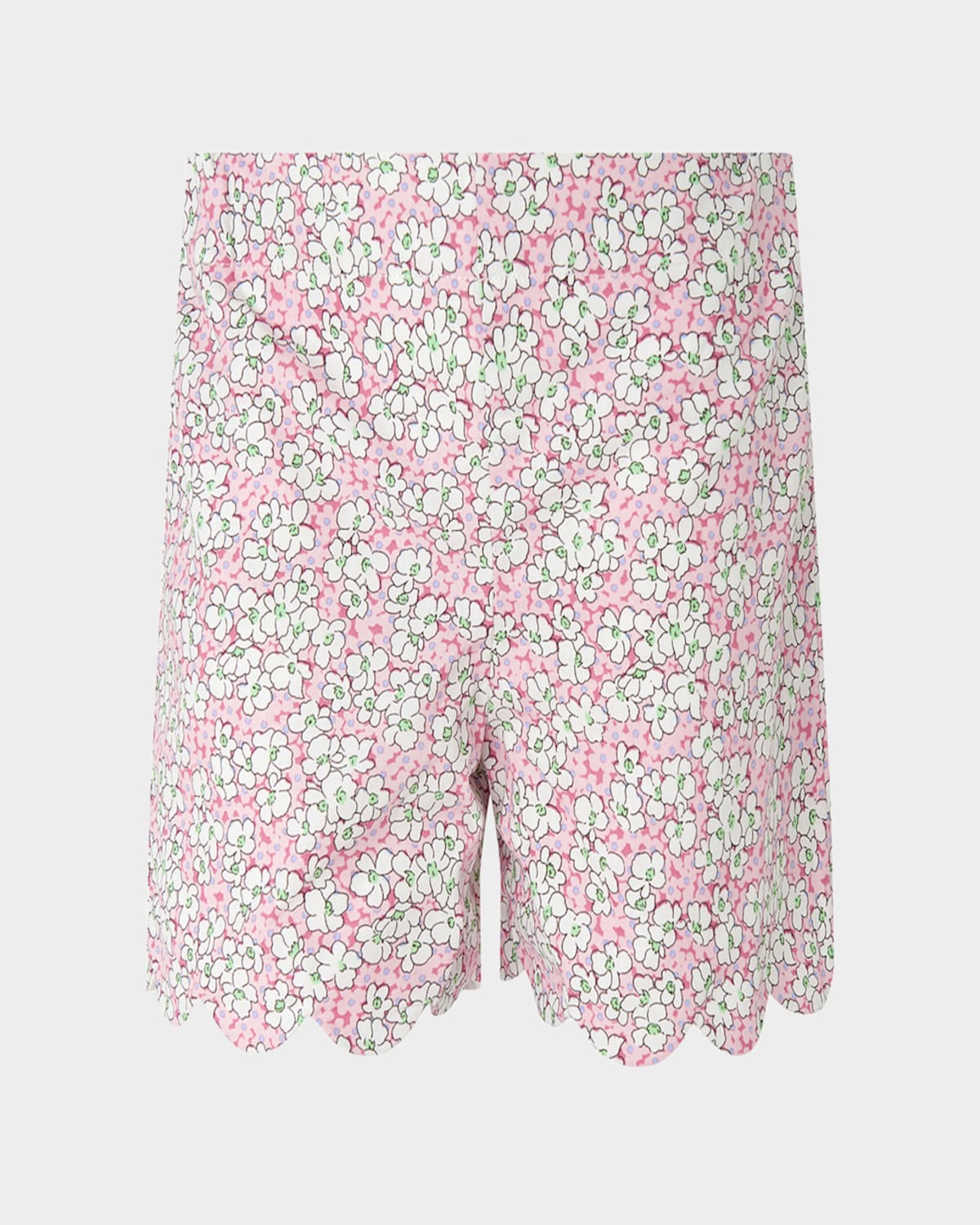 Rachel Riley Girl's Scalloped Trim Floral-print Top & Shorts Set In Pink