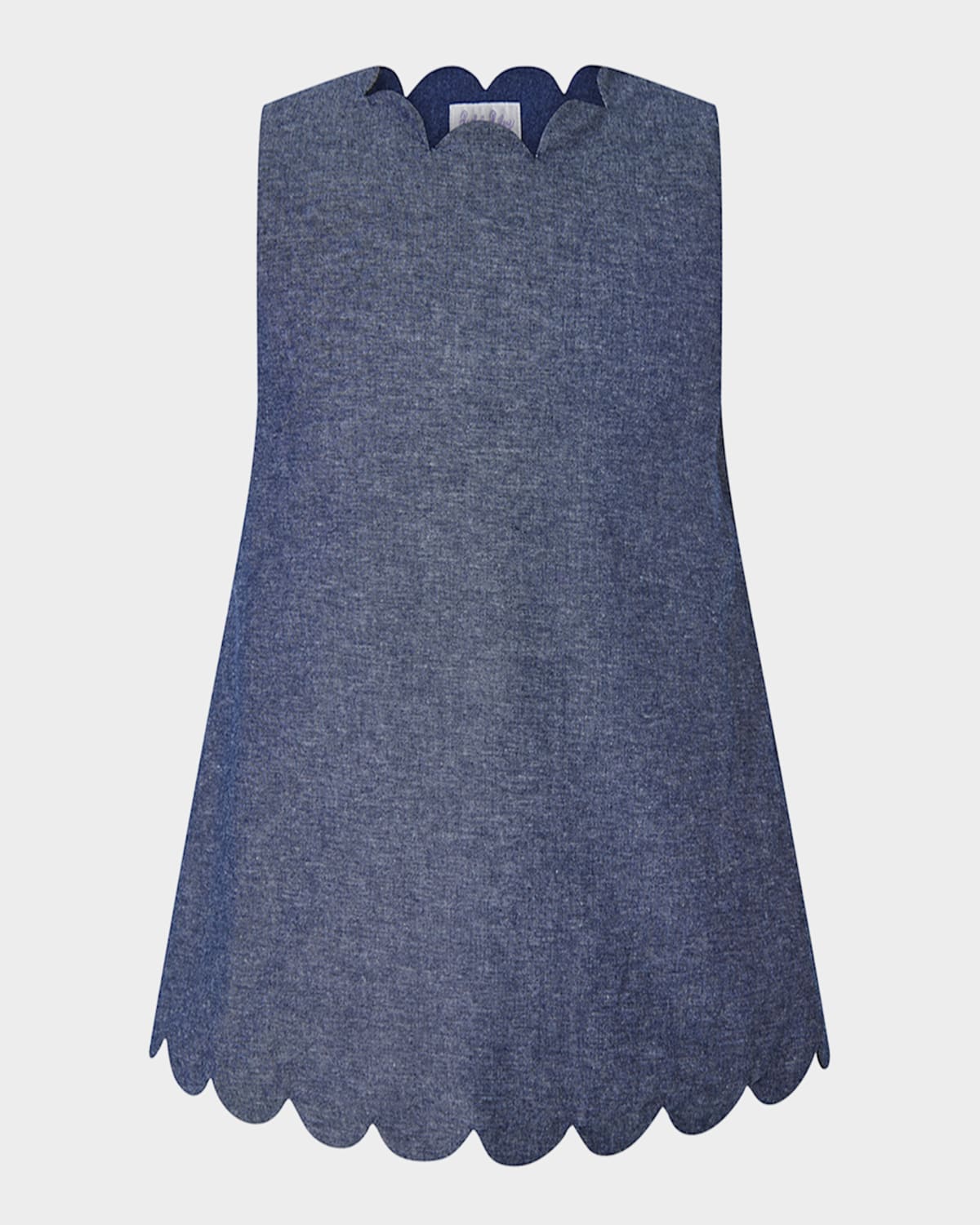 Shop Rachel Riley Girl's Chambray Scalloped Top And Short Set In Navy